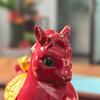 Festive Red Horse Money Ornament Pair - Lucky Resin Decoration for Office or Entrance