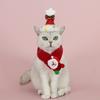 Christmas Pet Scarf Knitted Cat Scarf with Pompom Xmas Trees Santa Claus Scarf Fuzzy Xmas Hat with Star Topper for Festive Party Photo Shoots