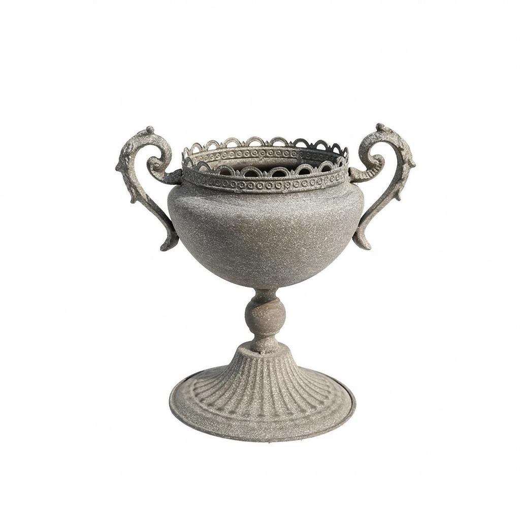 Trophy Planter Traditional Ornate Metal Flower Pot with Handles Elegant