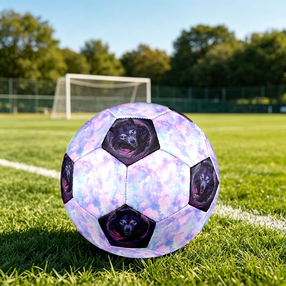 1PC Pastel Floral Wolf Spirit Artwork Soccer Ball Size 5 Football Machine Sewn Indoor/Outdoor Universal Football Gift W35
