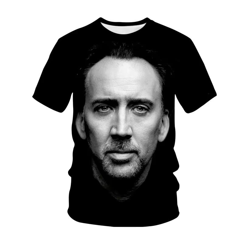 T-shirt Grafica Divertente Nicolas Cage Faccia Taglie Forti per Uomo Magliette Stampa 3D Umorismo Divertente Moda Top Cool Abbigliamento Donna
