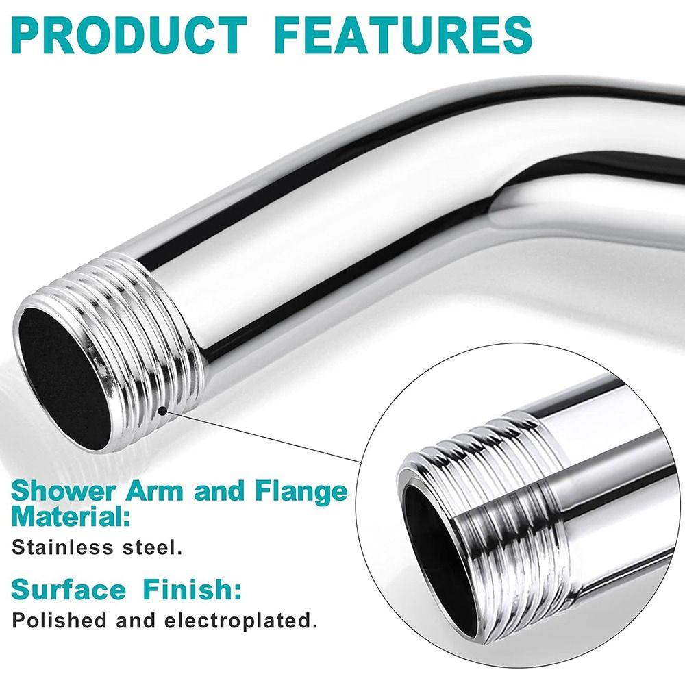 Stainless Steel Shower Pipe Wall Mounted Shower Arm Pipe Shower Head Extension Pipe
