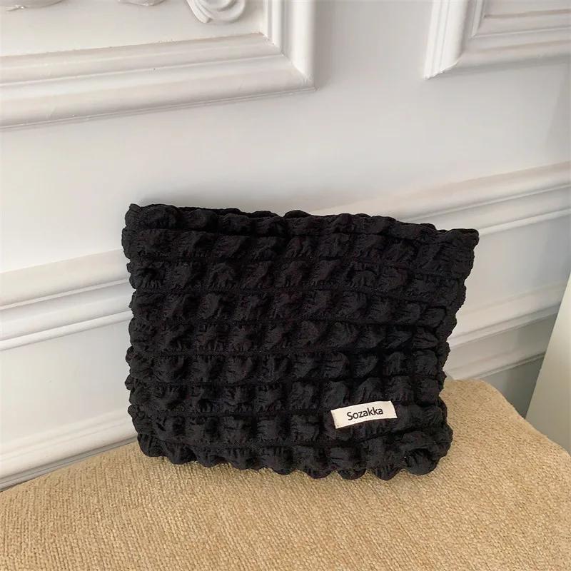 Fashion Women Solid Color Cosmetic Bag Large Capacity Make Up Storage Pouch Japan Style Zipper Makeup Bags Clutch Beauty Case