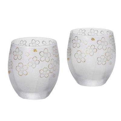 ADERIA Rock Glass Premium Sakura Old Pair Set 345ml 2 Pieces Made In Japan Gift Box Whiskey Shochu Stylish Gift Women Day Tableware Day Couple Men