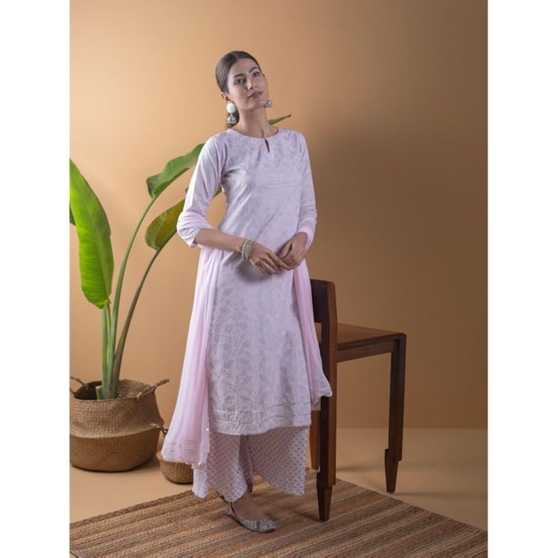 Libas Women's Rayon Kurta Set (5716_Pink