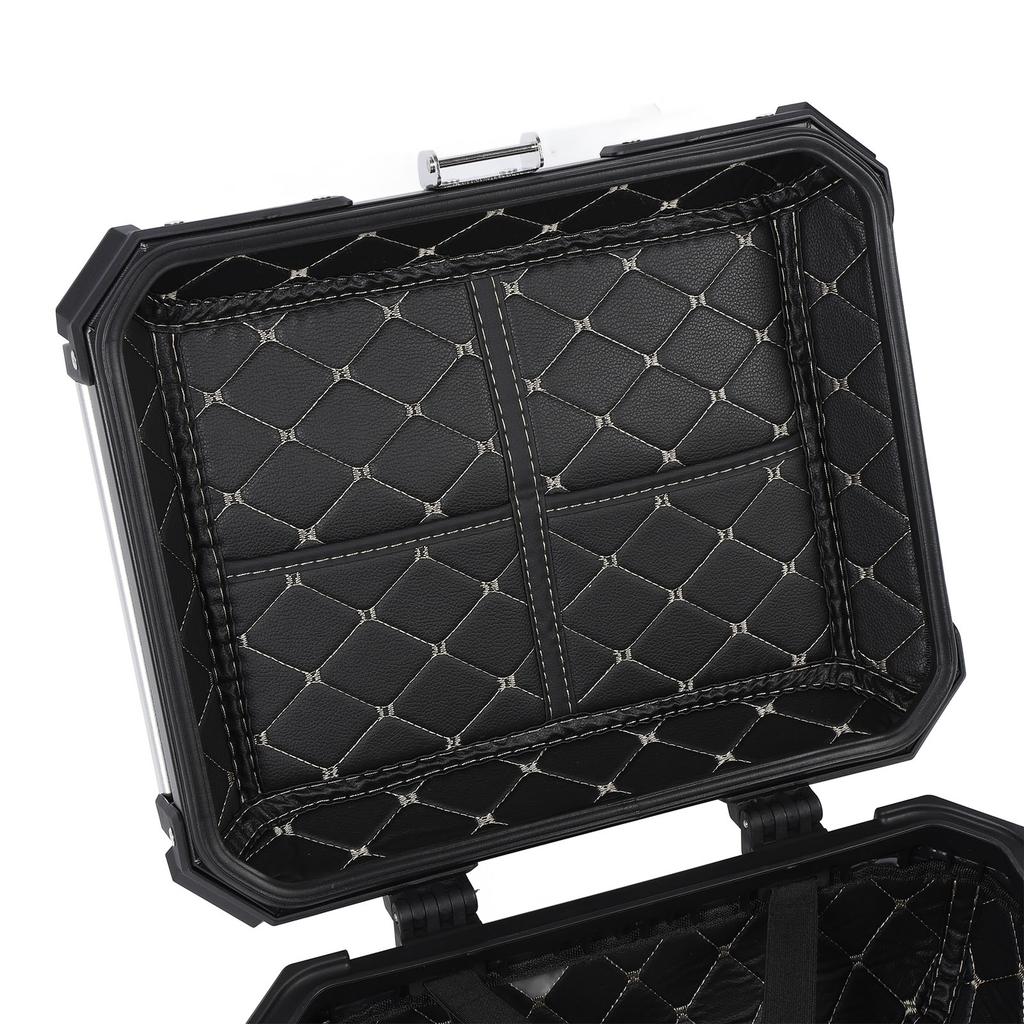 25L Motorcycle Top Box Aluminum Alloy Quick Release Water Resistant with Safety Lock Universal Rear Top Case for Helmet Luggage Silver