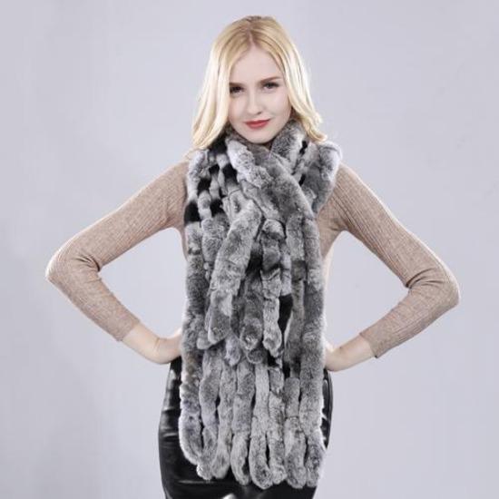 Winter Women Hand Knitted Real Rex Rabbit Fur Scarf Shawl Natural Soft Rex Rabbit Fur Muffler Lady Long Real Fur Scarves Poncho