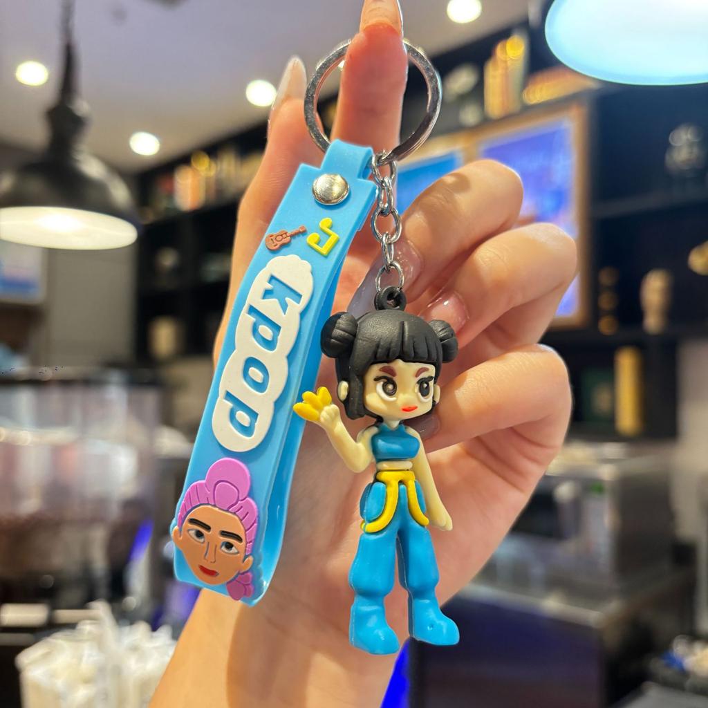 Kpop Demon Hunter Cartoon Keychain Bag Hanging Pendant Backpack Earphone Case Decoration Accessories Car Keyring Birthday Gifts