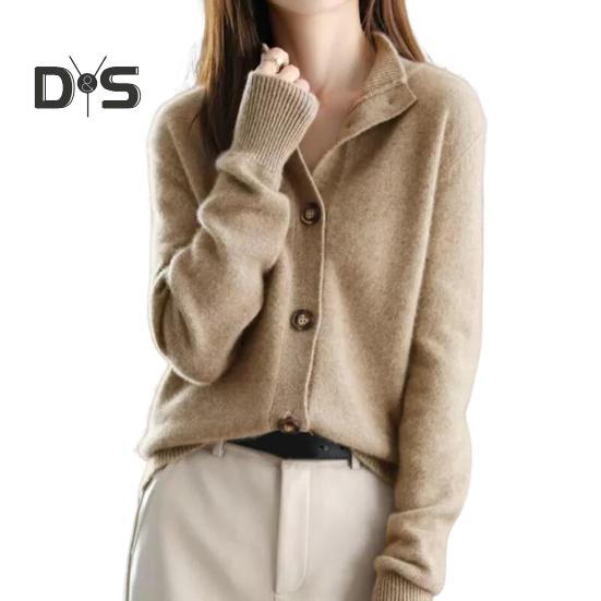 Damen Pullover Mantel Einreihig Stehkragen Lange Ärmel Strick Locker Reine Farbe Strickwaren Kurz Typ Strickjacke Jacke