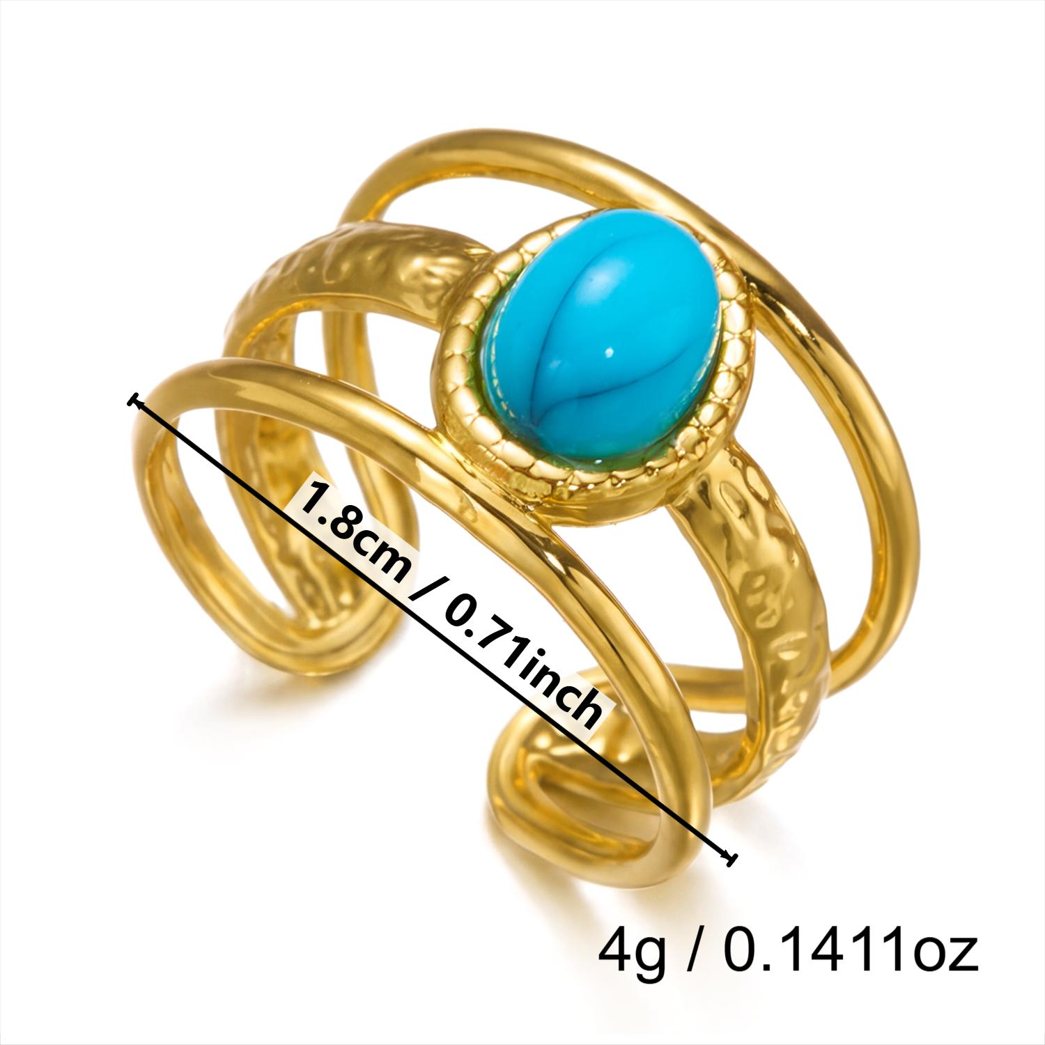 Vintage Earthy Irregular Lava Texture Tiger Eye Stone Chunky Ring for Women Stainless Steel Gold Statement Jewelry