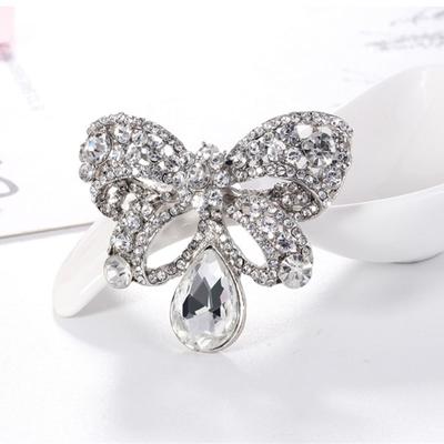 European And American Bow Corsage Alloy Inlaid White Rhinestone Pin Temperament Clothing Accessories