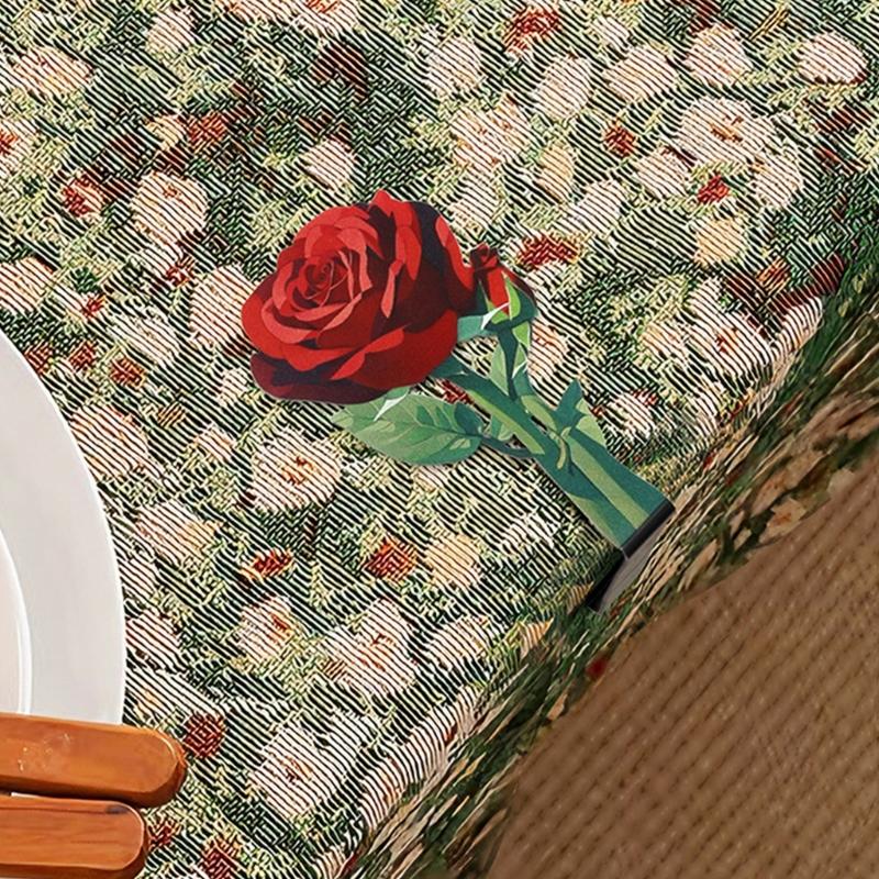 Metal Tablecloth Clips with Elegant Rose Pattern Home Dining Accessories Stainless Steel Table Cloth Fasteners