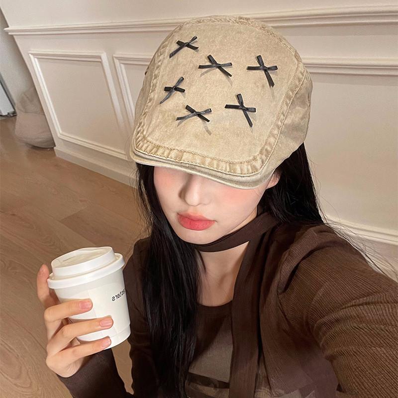 Sweet Rustic Bow Beret For Women Comfortable Fit And Fashionable Year All