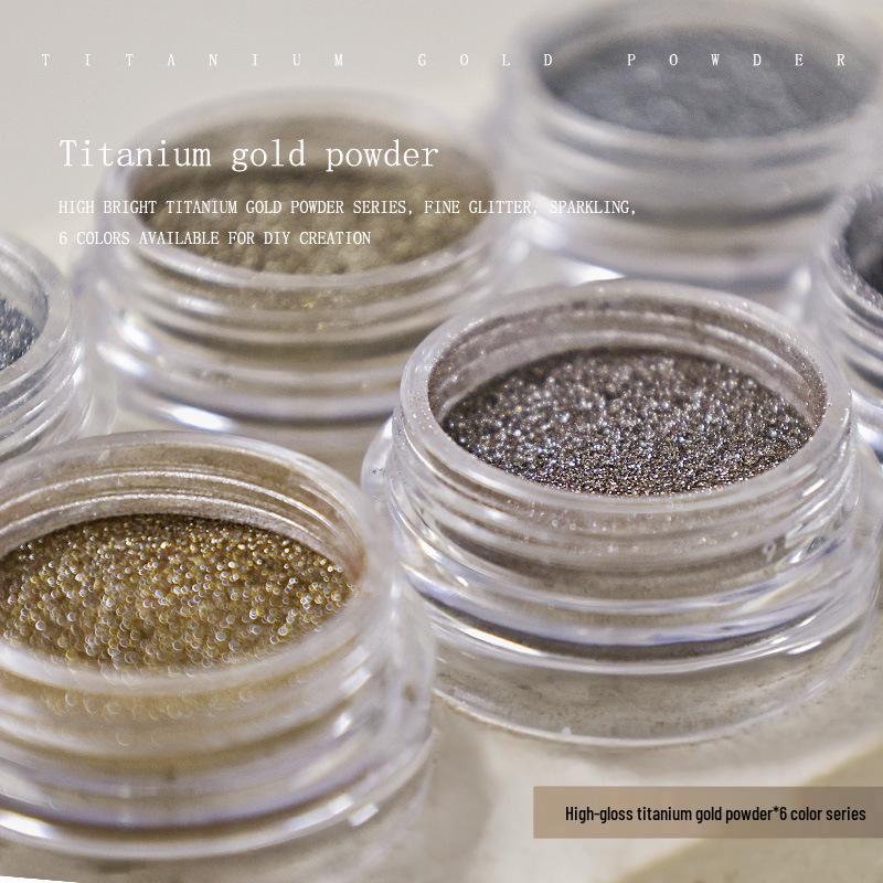 High-Gloss Titanium Gold Iridescent Nail Art Mirror Powder