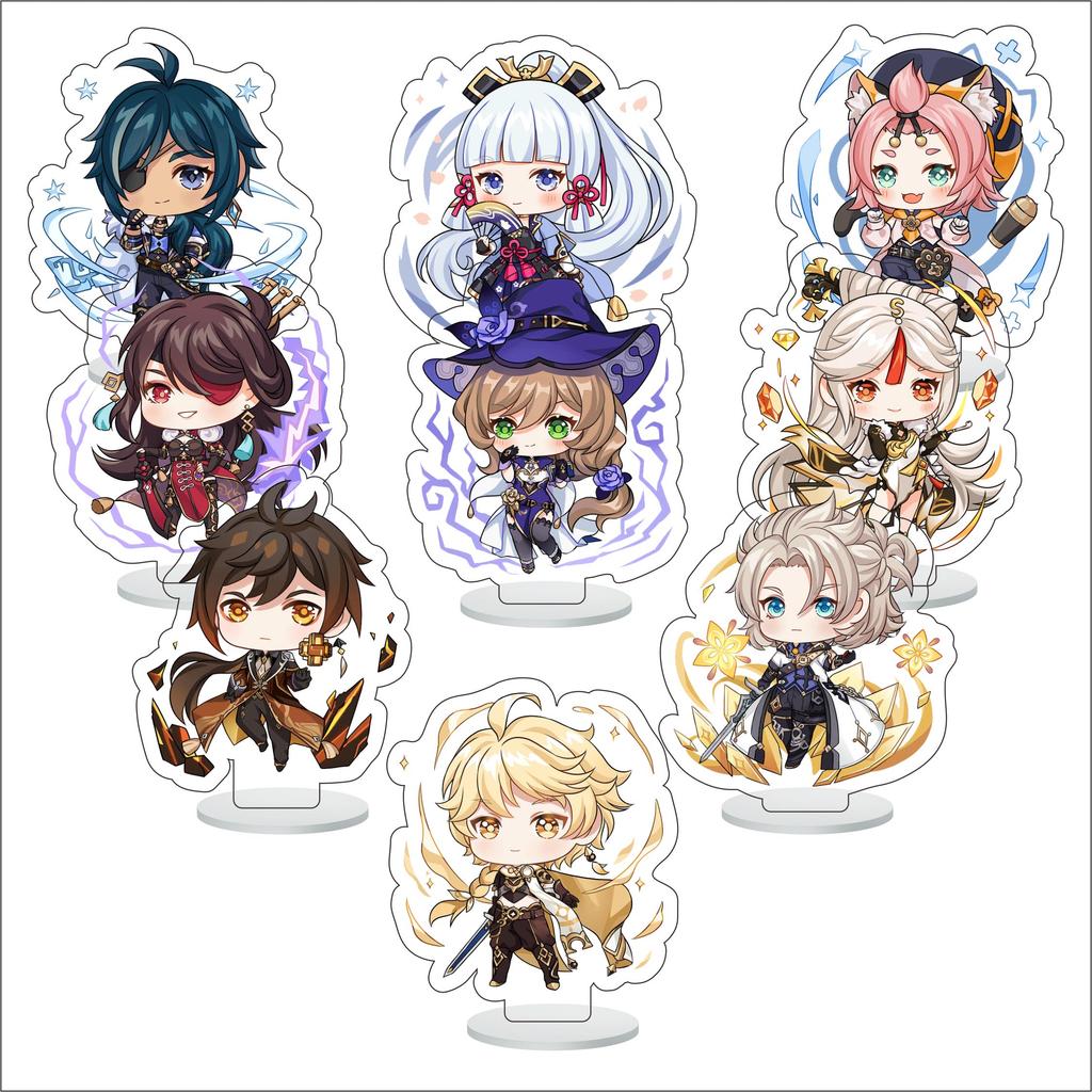 9Pcs/Set Acrylic Stand Model Wendi Tartaglia Hu Tao Yae Miko Raiden Shogun Figure Decoration Action Plate Toys