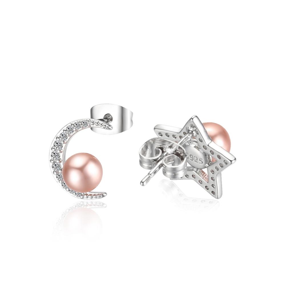 New 925 Sterling Silver Earring Star With Pearl Earring Studs For Women Wedding Party Gift Fashion Jewelry