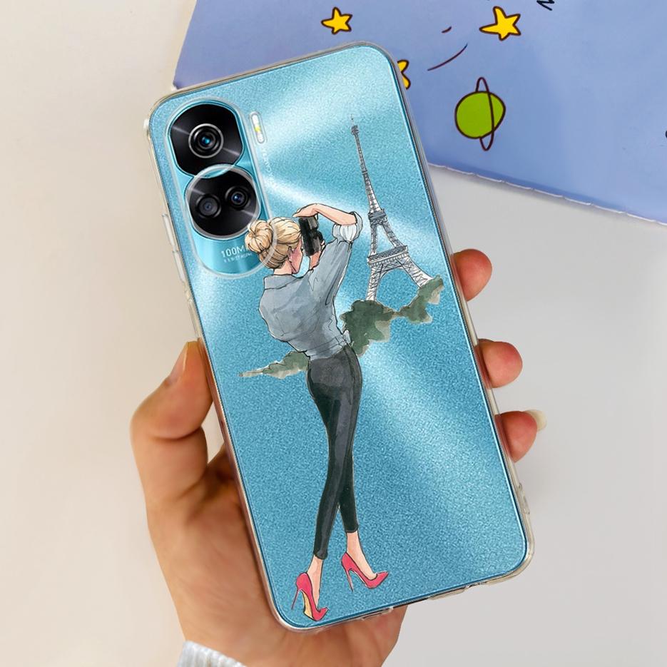 

For Honor 90 Lite Case CRT-NX1 Stylish Painted Back Cover Clear Silicone Soft TPU Phone Case For Honor 90 5G Honor90 Lite Fundas Honor 90 Lite