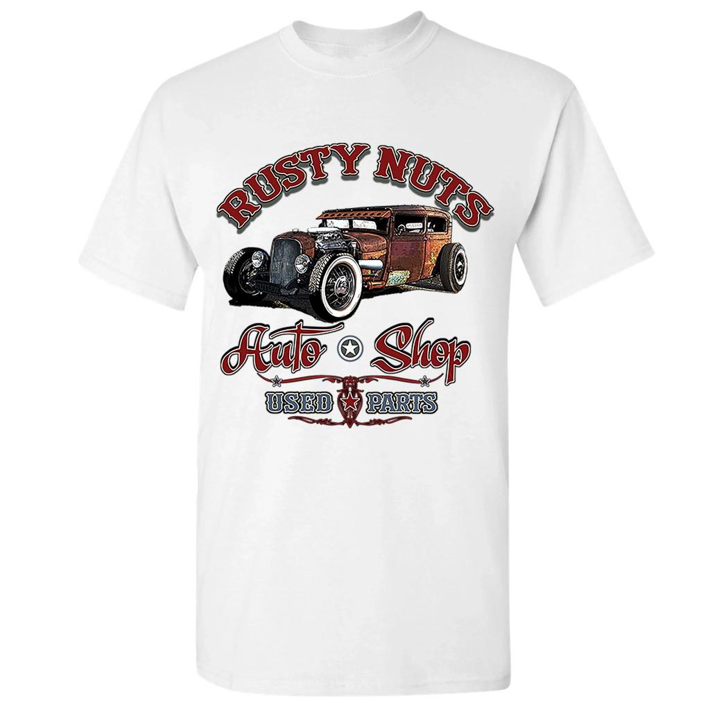 Rusty Nuts Auto Shop Tshirt Hot Rod Rat Rod Vintage Old School Mens Tee