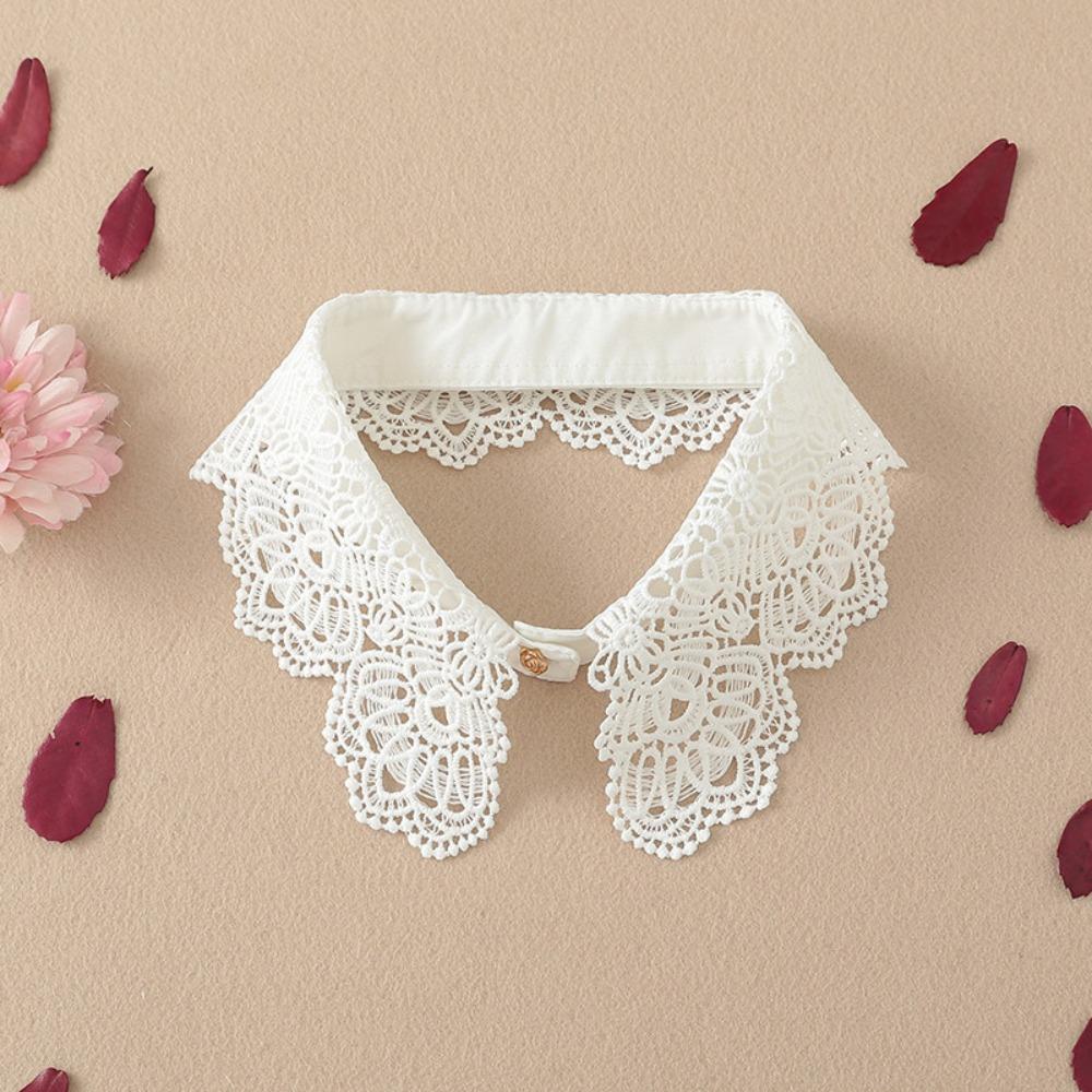Schwarz Weiß Falscher Kragen Spitze Floral Hochzeitskleid Accessoire Mode Dekoration Kragen
