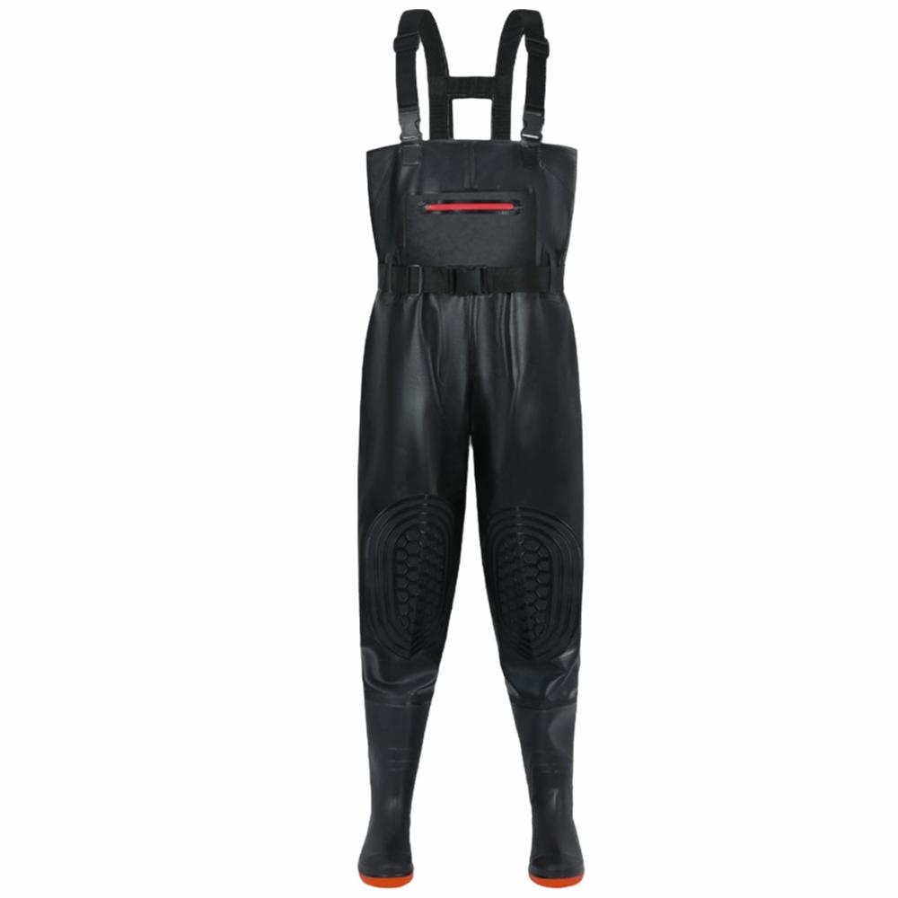 EU36-43 Durable PVC Fishing Waders Suit Adjustable with Boot Waterproof Overalls Thicken Double Knee Pads Chest Waders women men 37 чёрный