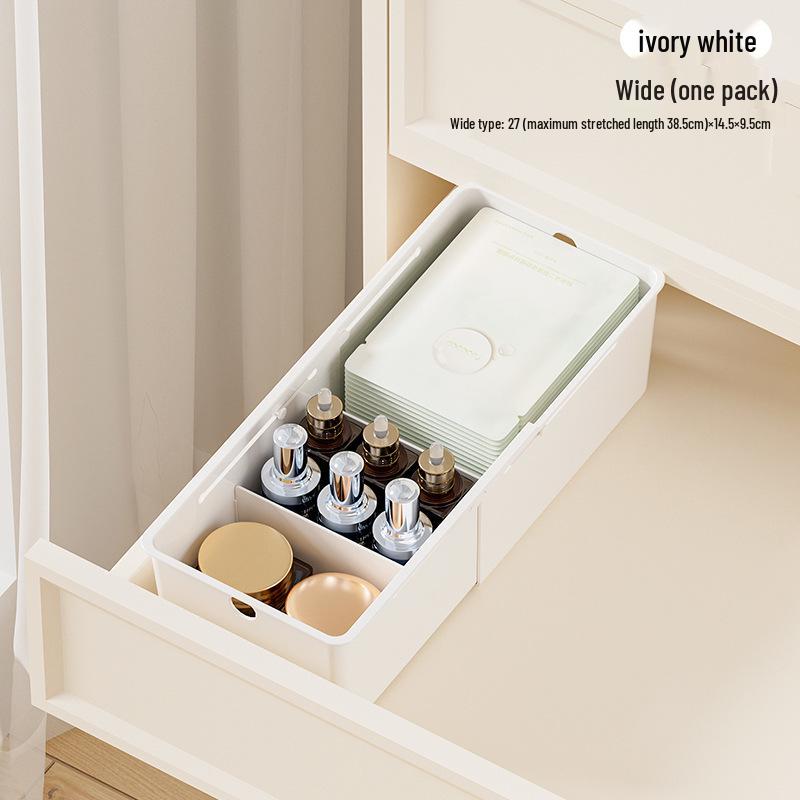 Telescopic Drawer Organizer with Built-in Compartments for Cosmetics and Lipstick