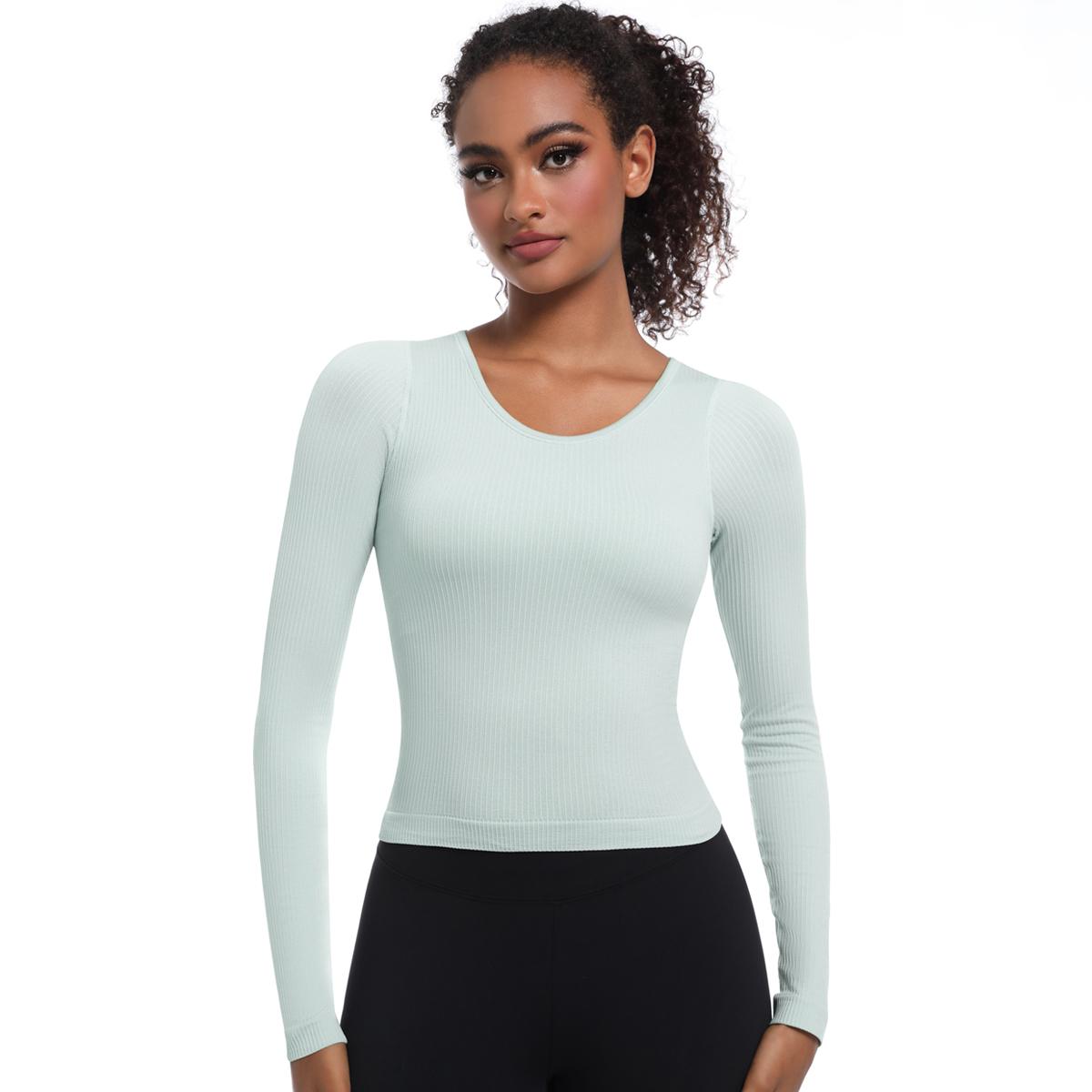 

Auroth Йога Длинный рукав Топ Эластичные Спортивные Рубашки Для Женщин Однотонные Рубашки Для Бега Тонкий Фитнес Топ L