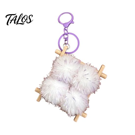 Soft Fermented Bean Curd Pendant Plush Keychain, Fluffy Doufu Bag Charm with Keyring, Backpack Handbag Purse Decoration Accessories