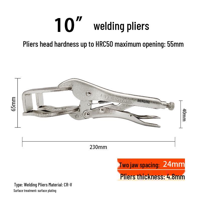Multi-Function C-Type Folding Vise Grip Pliers with Flat, Round, and Needle-Nose Jaws, Automatic Fastening Clamp.