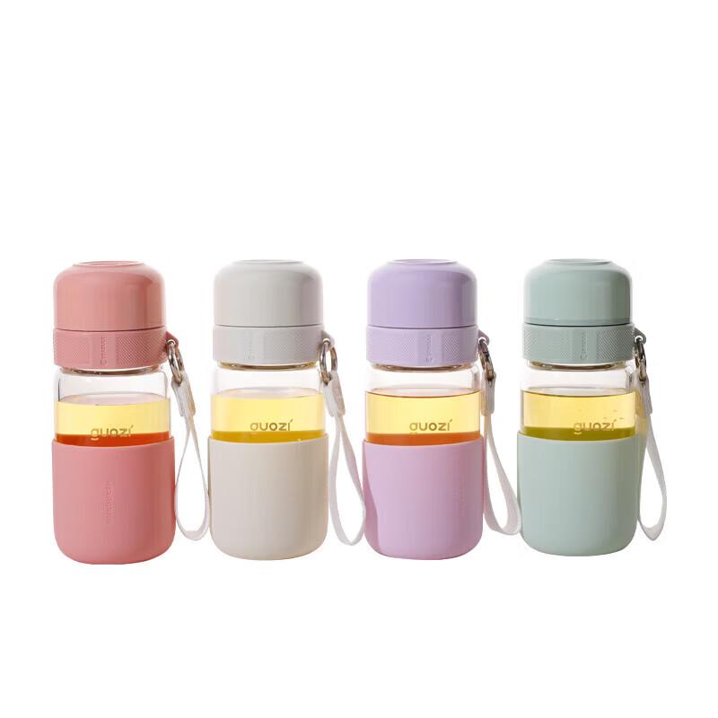Guozi Quick-Open Insulated Tea Infuser Glass Bottle