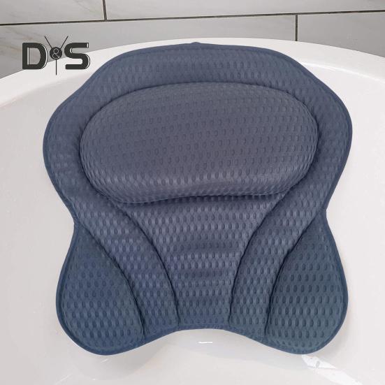 Vanový polštář s protiskluzovou masážní přísavkou Extra měkká podpora šíje a zad 4D Air Mesh Polštář Vana Polštář Spa příslušenství