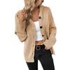Herbst und Winter Damen Kordelzug Strickjacke Jacke Einfarbig Kapuze Einreihig Pullover