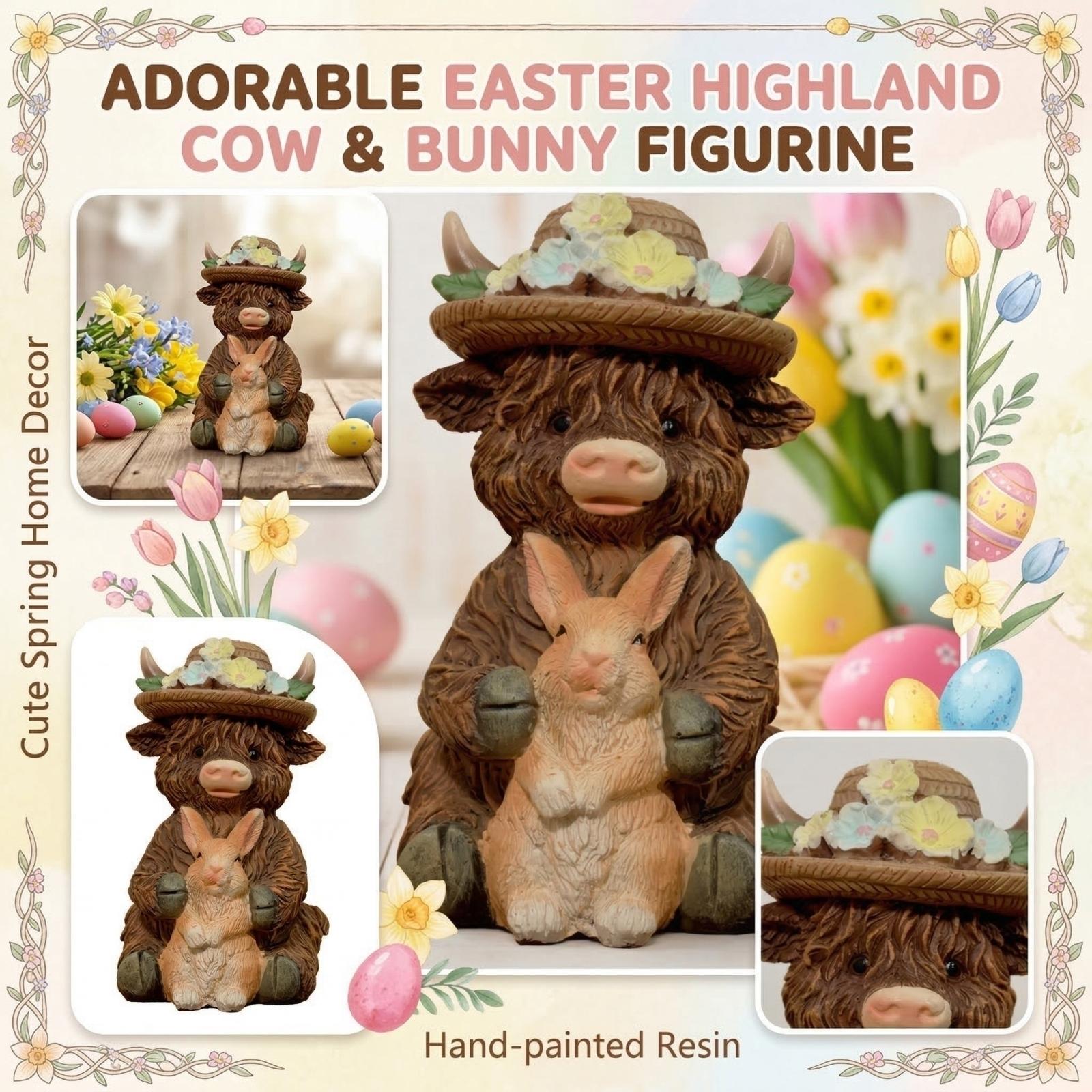 Easter  Cow Resin Home Decor One Size