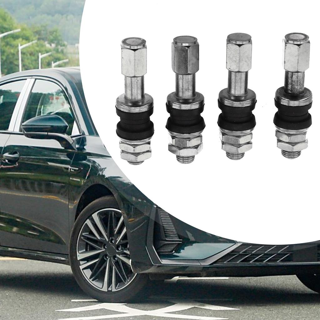 4Pcs TR48e Car Bolt Screw On Tire Valve Stem Chrome Metal High Pressure Flush W/ Cap Automotive Accessories