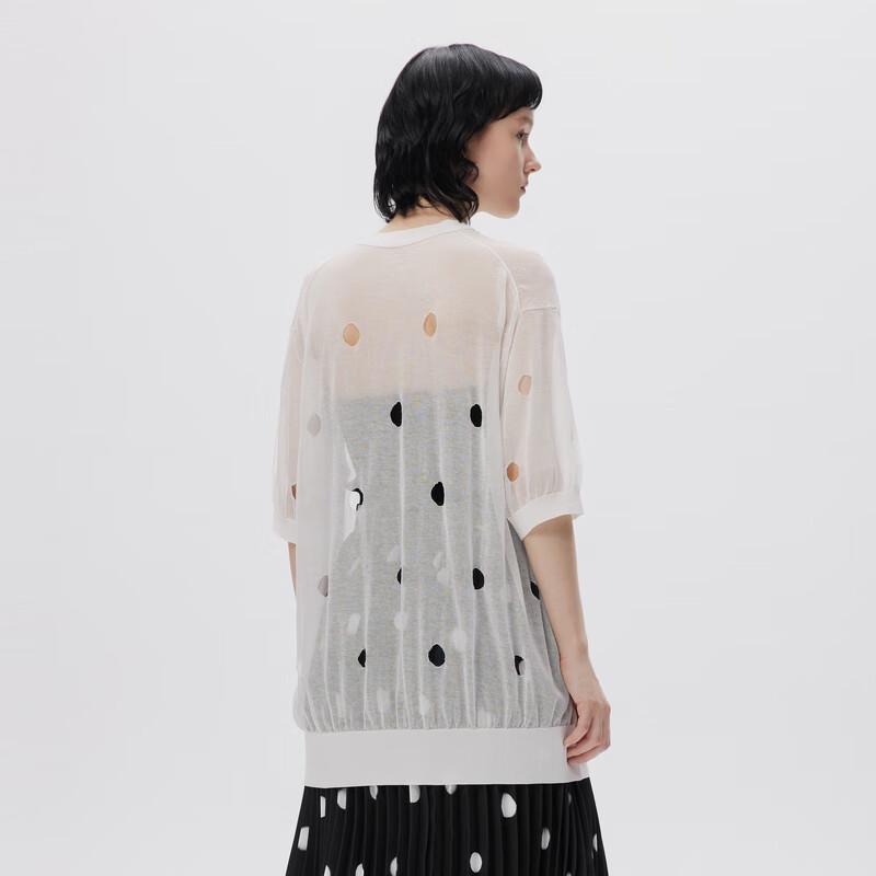 JNBY 2023 Fall Short Sleeve Polka Dot Knit Sweater