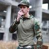Taktyczne koszulki z długim rękawem na zewnątrz Koszulka bojowa Zapinana na zamek Bawełna Ripstop Odporna na zużycie Kamuflaż Koszulki Airsoft Odzież męska