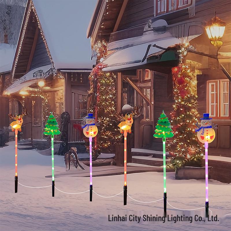 2025 Solar Weihnachts-Weihnachtsmann und Schneemann Leuchtende Lichterkette für Außendekoration