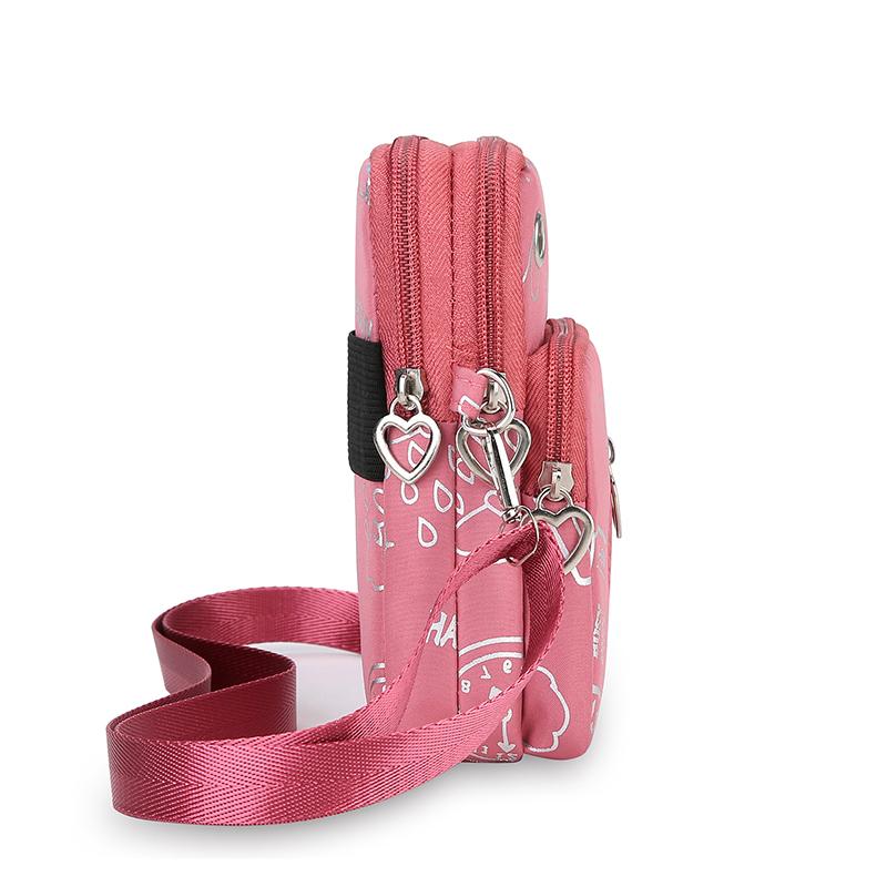 Borsa portatile multifunzionale per telefono, borsa a tracolla in tessuto Oxford, borsa da braccio con cerniera a forma di cuore, borsa a tracolla