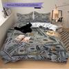 3pcs 100 Dollar Bill Print Comforter Set with 1 Quilt Cover and 2 Pillowcases (No Core) - Home Decor, Holiday Gift, Polyester Fabric, Anime Cartoon De