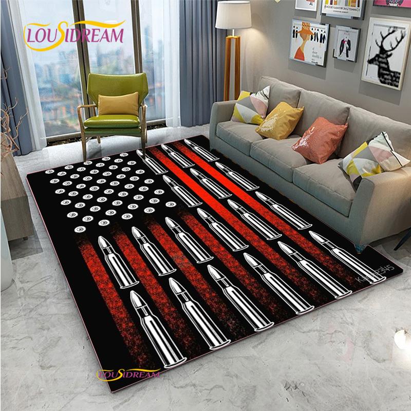 3D Geweer Pistool Revolver Wapen Cartoon Gebiedskleed, Tapijt Kleed voor Woonkamer Slaapkamer, Kind Keuken Deurmat Badkamer Antislip Vloermat