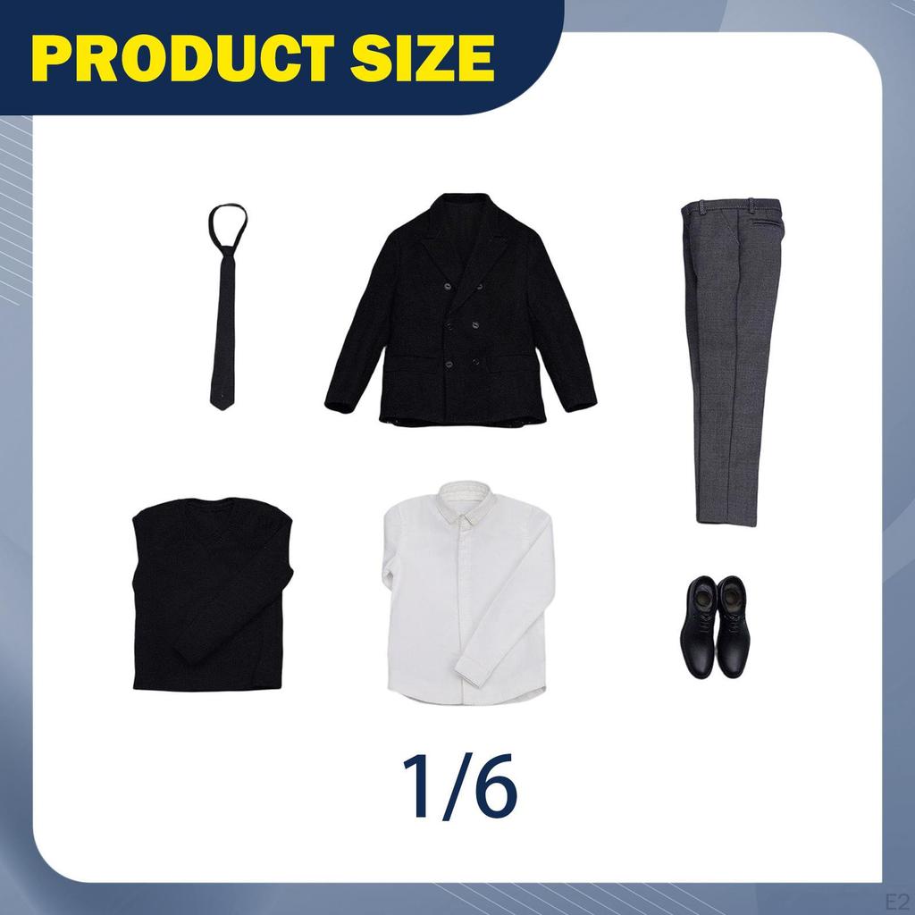 1/6 Scale Male Doll Clothes 12 Inch Action Figure Clothing White Shirt with Tie Sweater Men's Coat