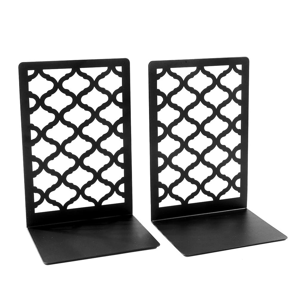

Honeycomb Mesh Black Bookends - High Quality L-Shaped Bookends, Home Office Storage Decorative Gift for Bookworms