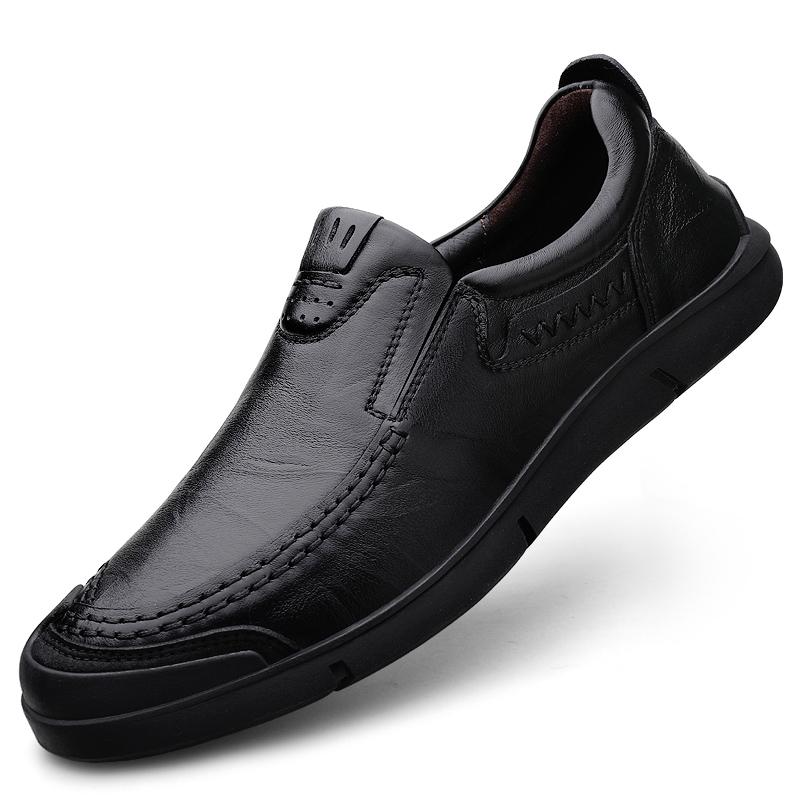 

Модная мужская повседневная обувь лоферы из натуральной кожи, удобная классическая мужская обувь слипоны, мужская удобная деловая обувь, универсальные мужские лоферы 38 чёрный