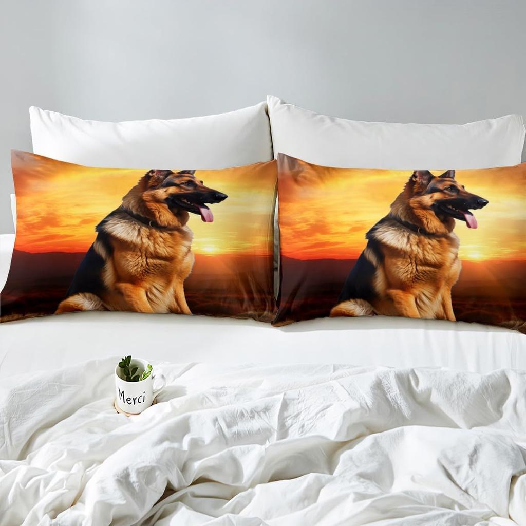 Dog 3D German Shepherd Puppy Print Bedding Set for Kids Boys Girls Children Pet Animal Theme Ultra Soft Duvet Cover Home Decor