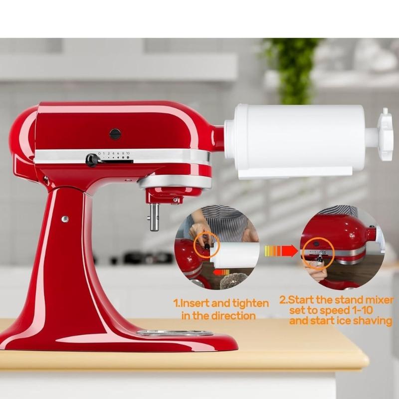 Ice Crusher Accessory for Kitchen Stand Mixer Replacement Parts Ice Shaver Attachment Home Snow Cone Maker Accessories