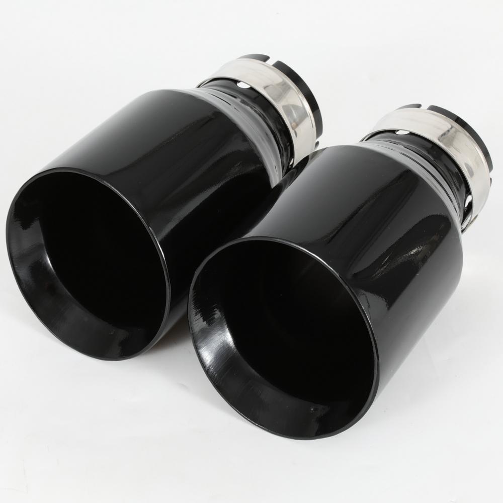 1 PC Car Modified Stainless Steel Glossy Black Exhaust Pipe Universal Bevel Edeg Shiny Muffler Tip For BMW Series Mazda VW Benz