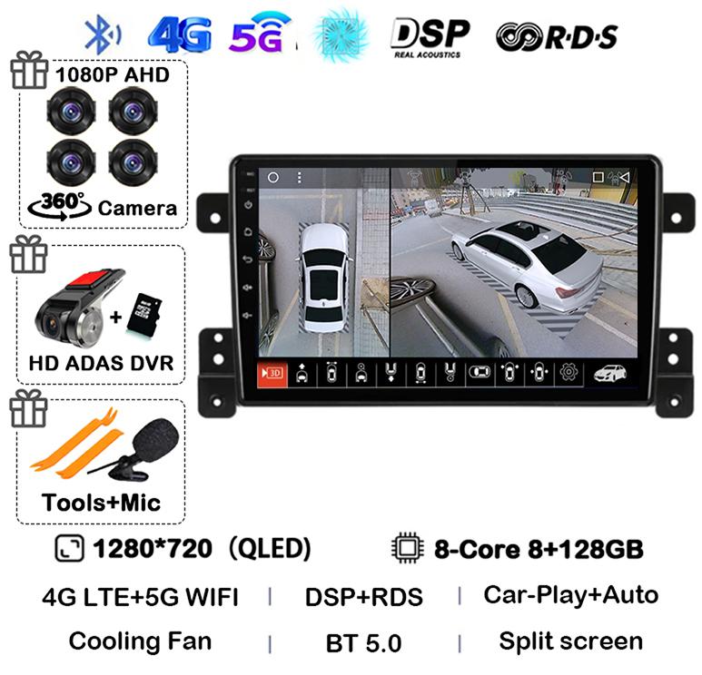 Android 14 Carplay Auto 4G+WiFi DSP For Suzuki Grand Vitara 2005-2015 Car Radio Multimedia Video Player GPS Head Unit Stereo BT