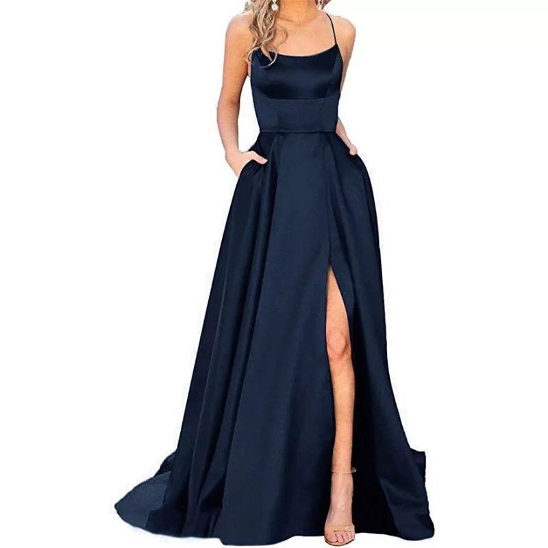 Solid color bridesmaid dress long dress thin off shoulder girlfriend fashion bridesmaid evening dress