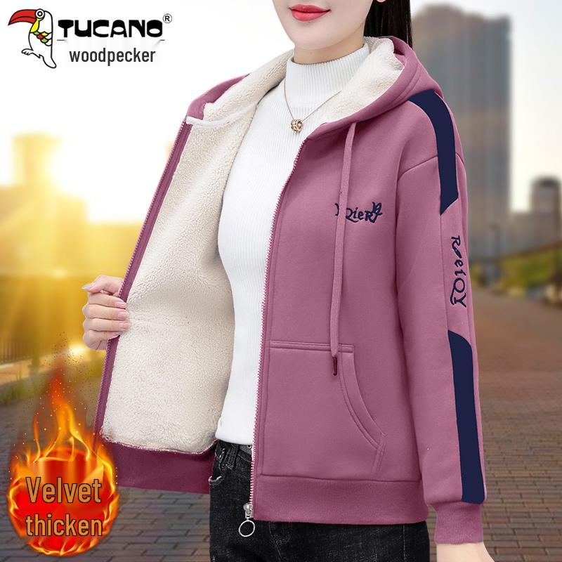 Woodpecker Women's Fleece-Lined Hooded Embroidered Coat: Autumn/Winter 2025 Fashion