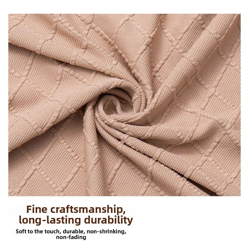 New Solid Color Jacquard Ottoman Cover Round Soft Square Stool Cover Elastic Footrest Slipcover Home Decor