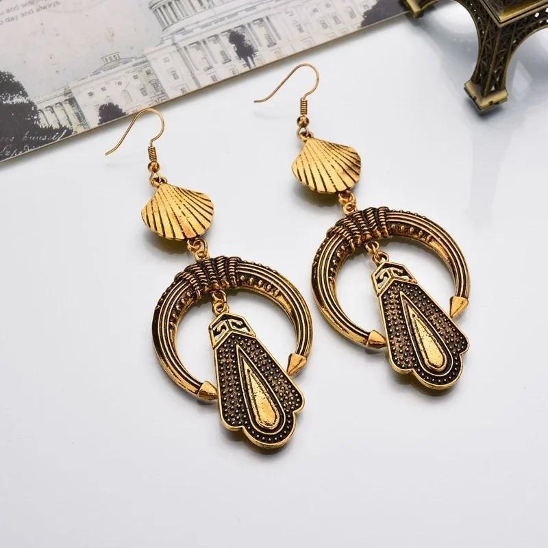 

Women Fashion Retro Color Alloy Shell Shape Fashion Drop Earrings Bijoux for Women Charm Jewelry Statement Dangle Earrings Gifts A